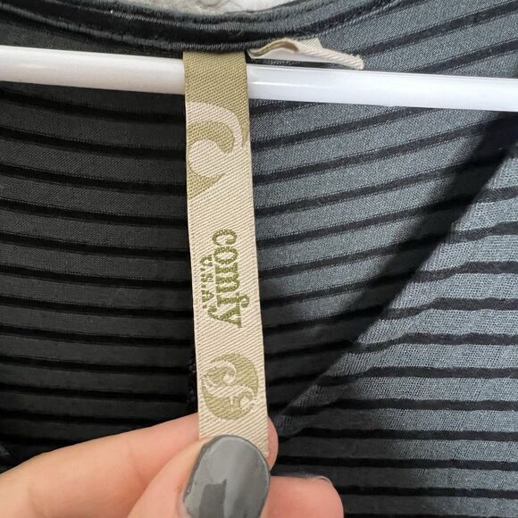 Comfy USA Dress Medium Stripe Lagenlook Avant Garde Balloon Hem Parachute - Picture 7 of 7